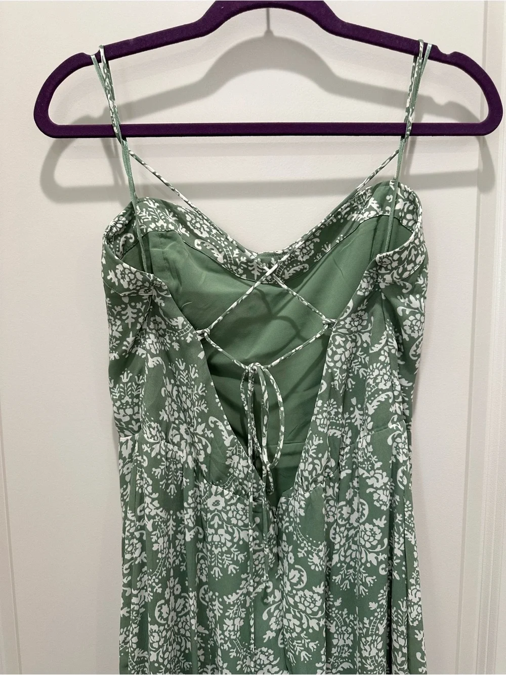 Abercrombie and Fitch green and white Camille Tie-Back Gown size large